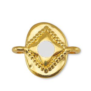 Anh&auml;nger Metall DQ Zwischenst&uuml;ck Oval Off White-Gold (Nickelfrei)