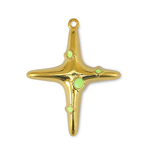 Anh&auml;nger Metall DQ Cross Lime Yellow-Gold (Nickelfrei)
