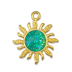 Anh&auml;nger Metall DQ Sun Glitter Turquoise-Gold (Nickelfrei)