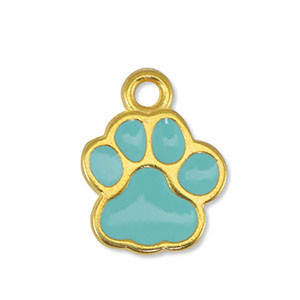 Anh&auml;nger Metall DQ Dog Paw Mint Blue-Gold (Nickelfrei)