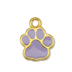 Anh&auml;nger Metall DQ Dog Paw Lilac-Gold (Nickelfrei)