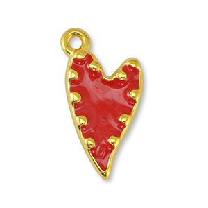 Anh&auml;nger Metall DQ Heart Pearl Red-Gold (Nickelfrei)