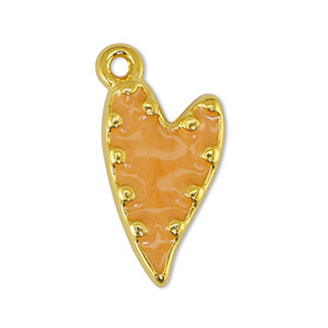Anh&auml;nger Metall DQ Heart Pearl Light Orange-Gold (Nickelfrei)