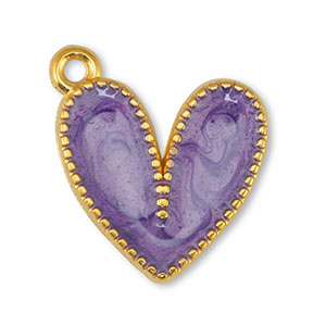Anh&auml;nger Metall DQ Heart Pearl Purple-Gold (Nickelfrei)