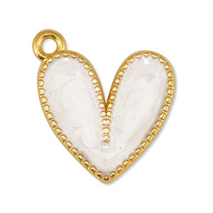 Anh&auml;nger Metall DQ Heart Pearl White-Gold (Nickelfrei)