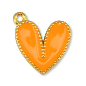 Anh&auml;nger Metall DQ Heart Orange-Gold (Nickelfrei)