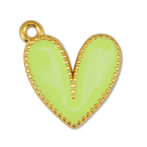 Anh&auml;nger Metall DQ Heart Lime Yellow-Gold (Nickelfrei)