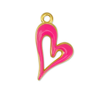 Anh&auml;nger Metall DQ Heart Fuchsia-Gold (Nickelfrei)