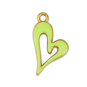 Anh&auml;nger Metall DQ Heart Lime Yellow-Gold (Nickelfrei)