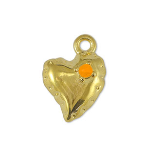 Anh&auml;nger Metall DQ Heart Orange-Gold (Nickelfrei)