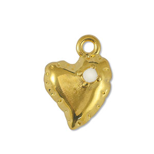 Anh&auml;nger Metall DQ Heart Off White-Gold (Nickelfrei)