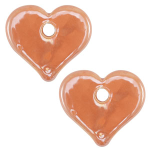 Perlen Griechische Keramik DQ Heart Orange