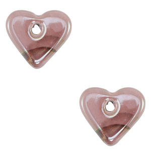 Perlen Griechische Keramik DQ Heart Pink-brown
