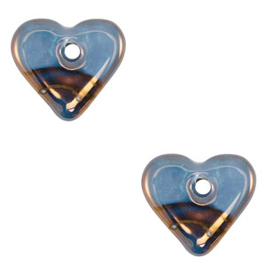 Perlen Griechische Keramik DQ Heart Blue-bronze