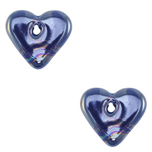 Perlen Griechische Keramik DQ Heart Dark blue