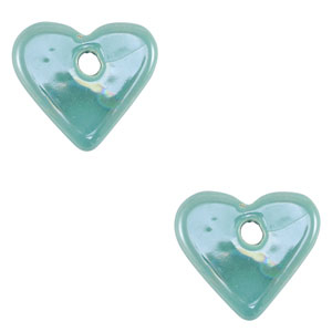 Perlen Griechische Keramik DQ Heart Turquoise