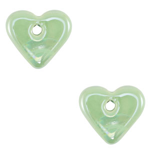 Perlen Griechische Keramik DQ Heart Light green