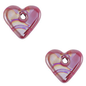 Perlen Griechische Keramik DQ Heart Magenta-pink