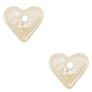 Perlen Griechische Keramik DQ Heart Off white