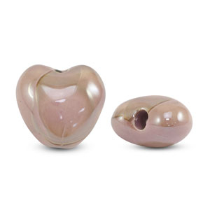 Perlen Griechische Keramik DQ Heart Pink-brown