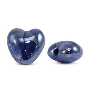 Perlen Griechische Keramik DQ Heart Dark blue