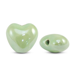 Perlen Griechische Keramik DQ Heart Light green