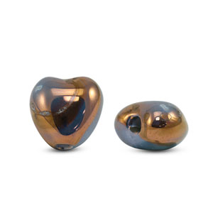 Perlen Griechische Keramik DQ Heart Blue-bronze