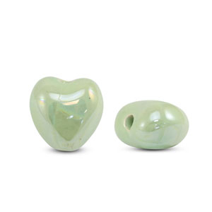 Perlen Griechische Keramik DQ Heart Light green