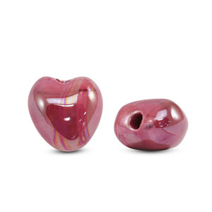 Perlen Griechische Keramik DQ Heart Fuchsia