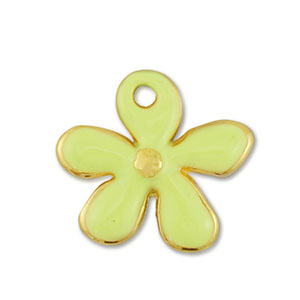 Anh&auml;nger Metall DQ Flower Gold-lime yellow (Nickelfrei)