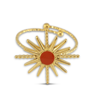 Stainless Steel - Rostfrei Stahl Ringe Enamel Star Gold-orange
