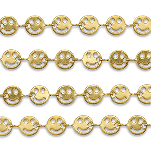 Zubeh&ouml;r aus Stainless Steel - Rostfreiem Stahl Gliederkette Smiley Gold