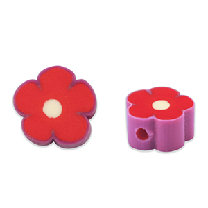 Perlen Polymer Flower Red-mauve purple
