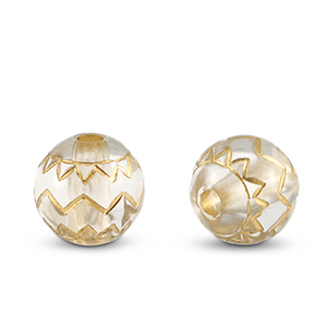 Perlen Acryl Round with Zigzag Pattern Transparent-gold