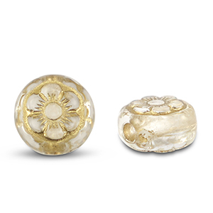 Perlen Acryl Round with Flower Transparent-gold