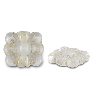 Perlen Acryl Rectangle with Flower Transparent-gold