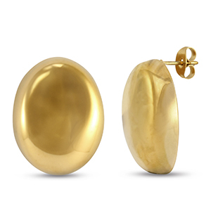 Stainless Steel - Rostfrei Stahl Ohrringe / Ohrstecker Oval Gold