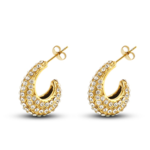 Stainless Steel - Rostfrei Stahl Ohrringe / Ohrstecker Gold