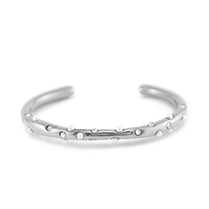 Stainless Steel - Rostfrei Stahl Armb&auml;nder Bangle with Imitation Pearls Silver