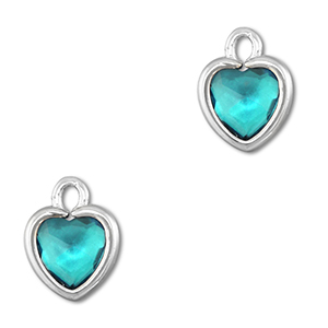 Anh&auml;nger aus Kristallglas Heart Aquamarine blue-silver