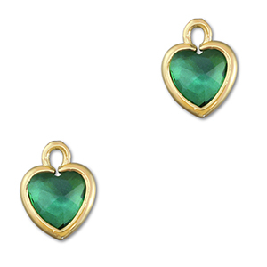 Anh&auml;nger aus Kristallglas Heart Emerald green-gold