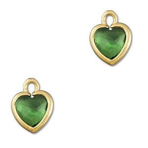 Anh&auml;nger aus Kristallglas Heart Green-gold
