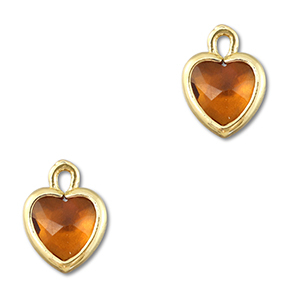 Anh&auml;nger aus Kristallglas Heart Orange brown-gold