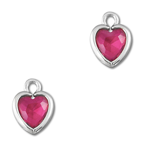 Anh&auml;nger aus Kristallglas Heart Dark pink-silver
