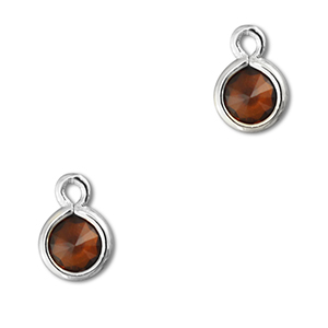 Anh&auml;nger aus Kristallglas Round Orange brown-silver