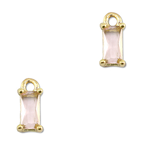 Anh&auml;nger aus Kristallglas Rectangle Light pink-gold