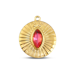 BY31&reg; Anh&auml;nger aus Stainless Steel - Rostfreiem Stahl Round Gold-soft pink opal