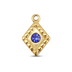 BY31&reg; Anh&auml;nger aus Stainless Steel - Rostfreiem Stahl Rhombus Gold-sapphire blue