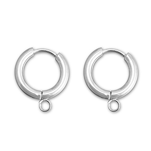 Stainless Steel - Rostfrei Stahl Ohrringe Creolen mit &Ouml;se 13mm Silver