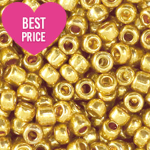 Rocailles Perlen Glas 6/0 (4mm) Metallic shine yellow gold